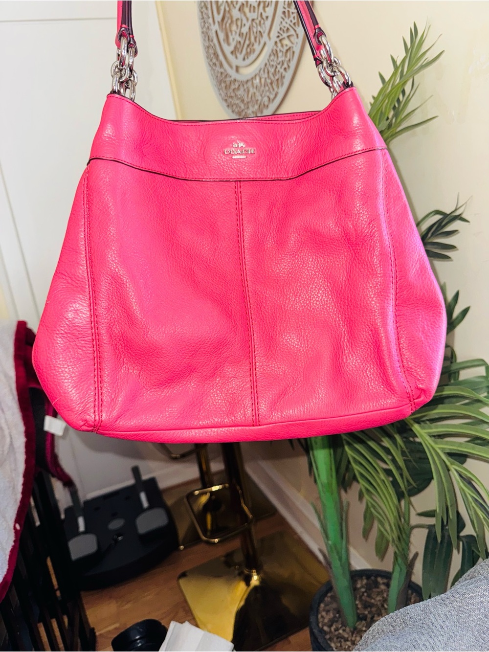 Coach Hot Pink Leather Shoulder Hobo